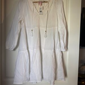 Vineyard Vines White Sundress with 3/4 Sleeves and Scoop Neck